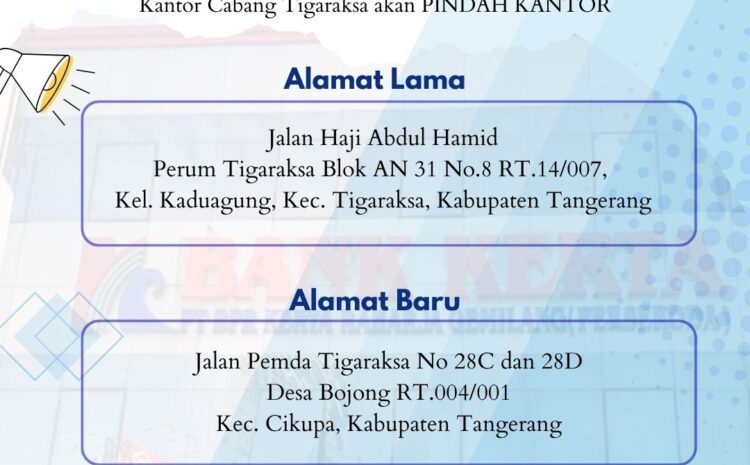  Perpindahan Lokasi Kantor Cabang Tigaraksa
